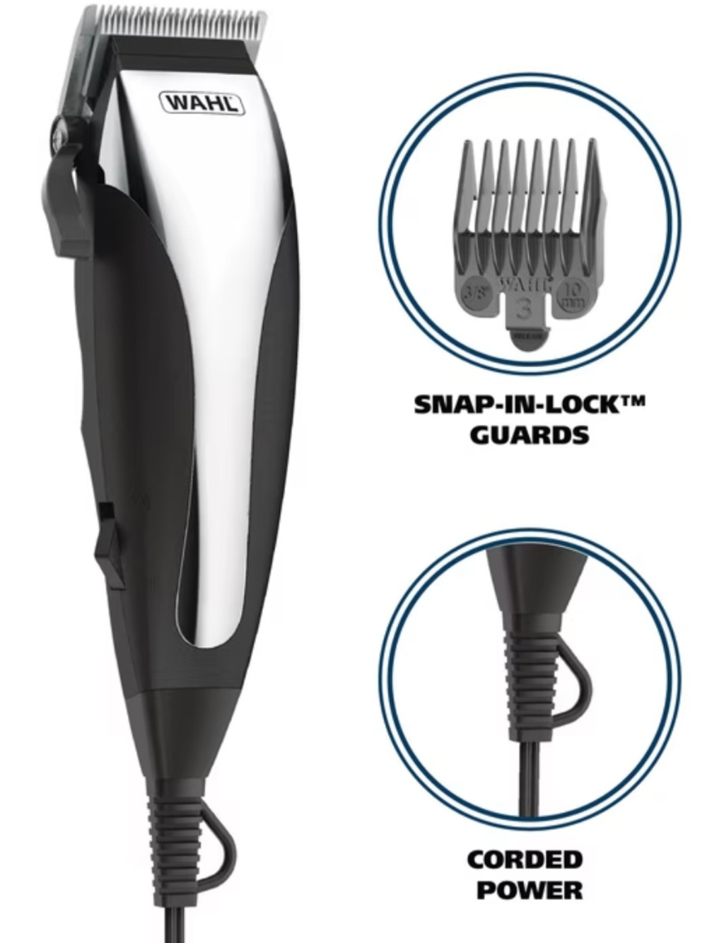 WAHL HAIR CLIPPER MODEL MC3 - Silver & Black